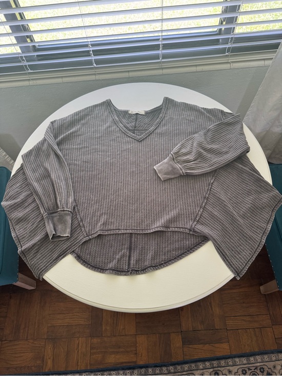 We The Free Sweaters - We The Free Charcoal Gray Textured Knit Top
